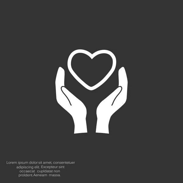 Heart in hands simple icon — Stock Vector