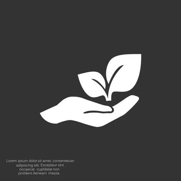 Bladeren op pictogram van een menselijke hand — Stockvector