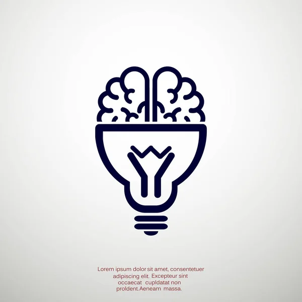 Cérebro com ícone de lâmpada — Vetor de Stock