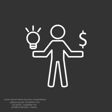 Işık ve dolar simgesi olan insan