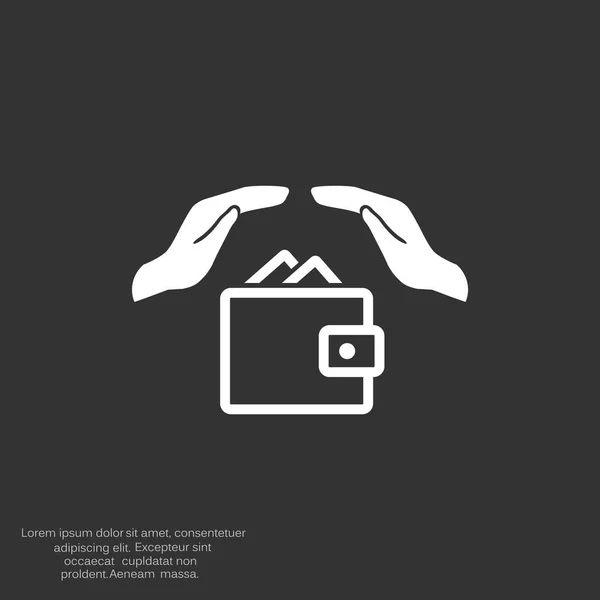 Portefeuille met handen web pictogram — Stockvector