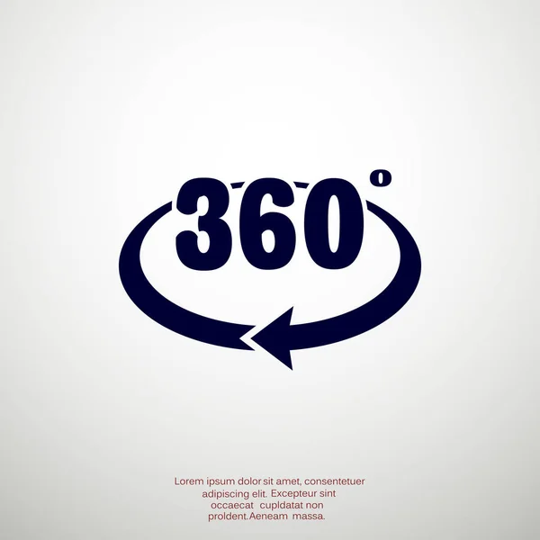 360 Grad mit Rundpfeil-Symbol — Stockvektor