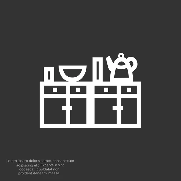 Estante de cocina con utensilios — Vector de stock