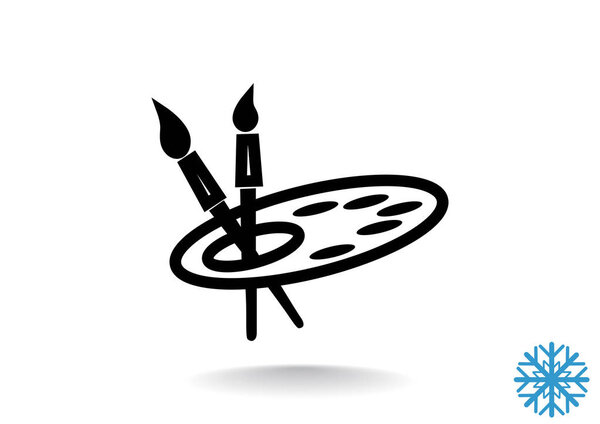 Art palette with paint brushes