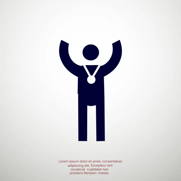 Homme avec médaille et les mains en l'air — Image vectorielle