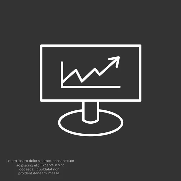 Monitor met grafiek web pictogram — Stockvector