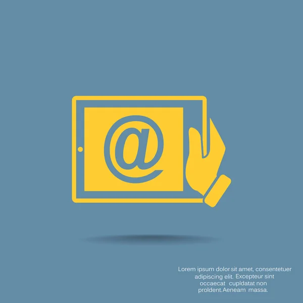 Tableta digital con signo de correo electrónico — Vector de stock