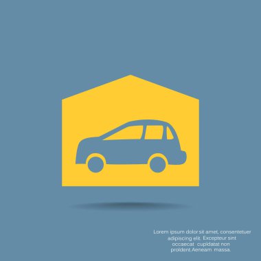 Garajda araba basit simgesiyle