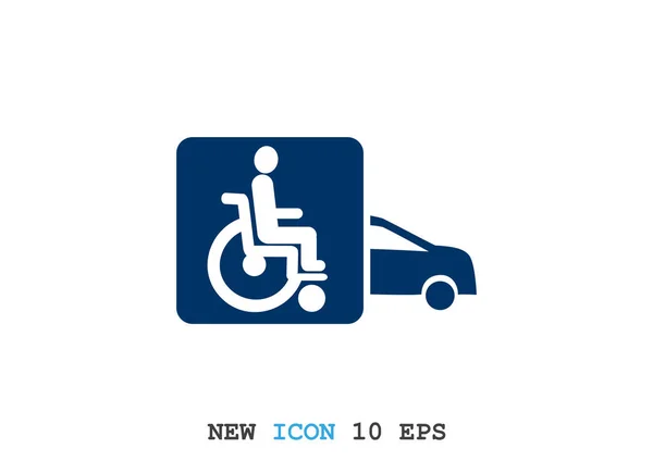 Discapacitados en el icono del coche — Vector de stock