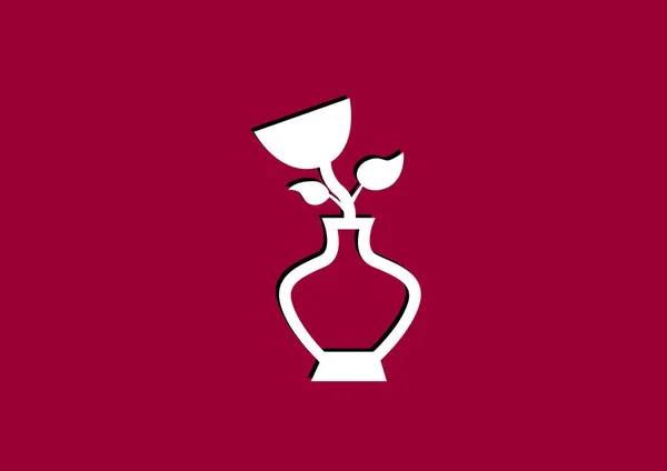 Roos in een vaas pictogram — Stockvector