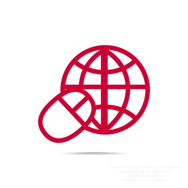 Dünya sembolü ve bilgisayar fare simgesi