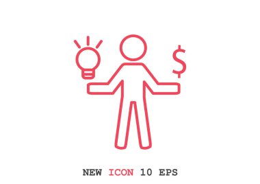 İnsan ve ampul basit simgesi