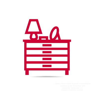 Çekmeceli lamba ve bir ayna ile