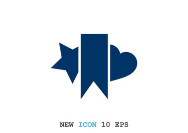 Yıldız ve kalp web simgesi ile yer imi