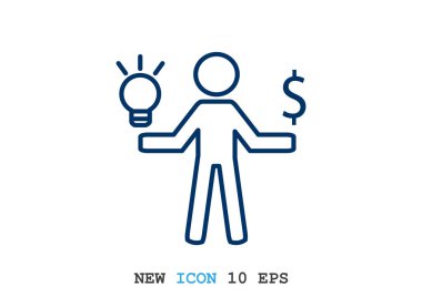 İnsan ve ampul basit simgesi