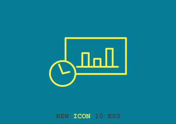 Wykres z zegarem tkanina ikona — Wektor stockowy