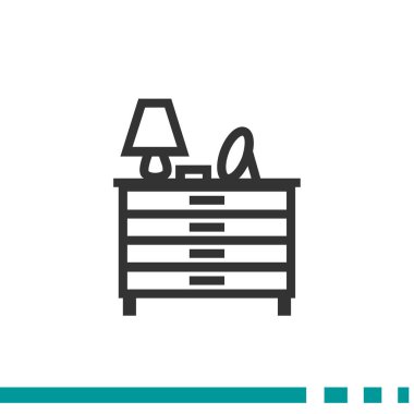 Çekmeceli lamba ve bir ayna ile