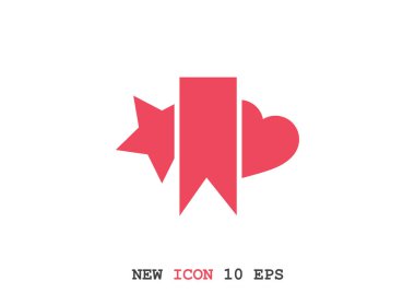 Yıldız ve kalp web simgesi ile yer imi