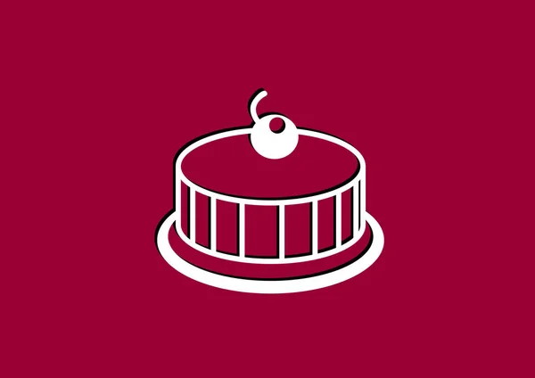 Cake met cherry web pictogram — Stockvector