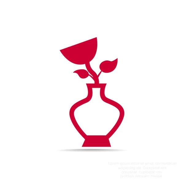 Roos in een vaas pictogram — Stockvector