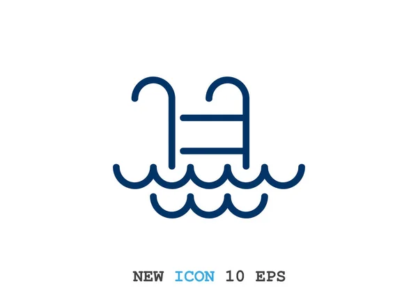 Escalera de piscina con icono de olas — Archivo Imágenes Vectoriales