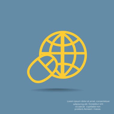 Dünya sembolü ve bilgisayar fare simgesi