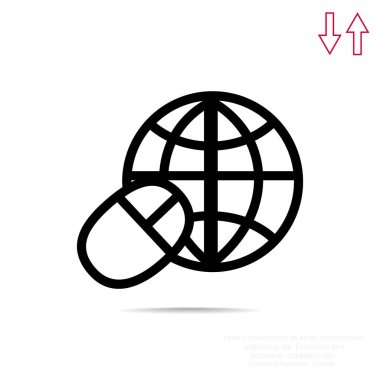 Dünya sembolü ve bilgisayar fare simgesi