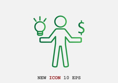 İnsan ve ampul basit simgesi