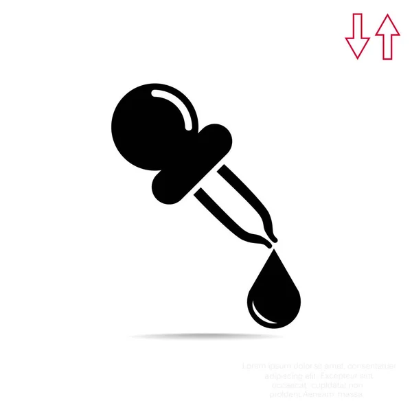 Pipetteer met drop web pictogram — Stockvector