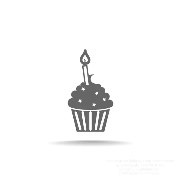 Cupcake dessert with candle — Stock Vector