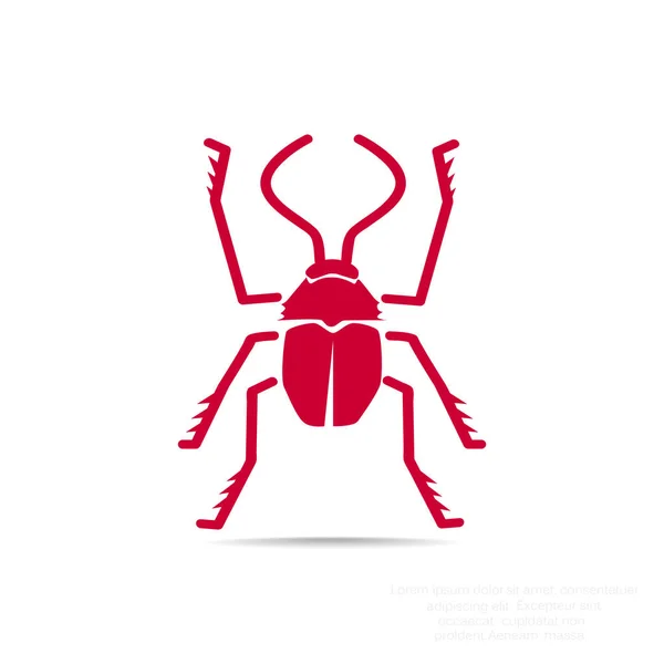 Símbolo de error con escarabajo contorno — Vector de stock