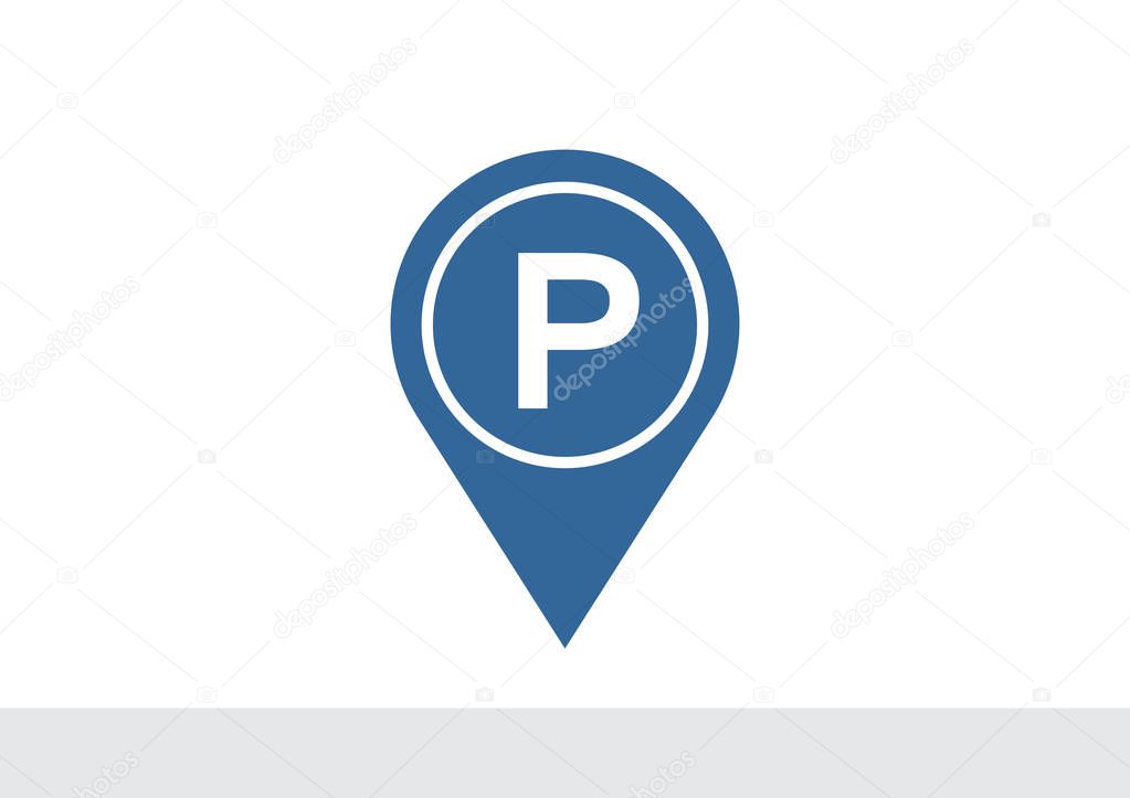 Map pointer with car parking icon