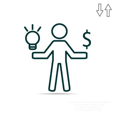 İnsan ve ampul basit simgesi