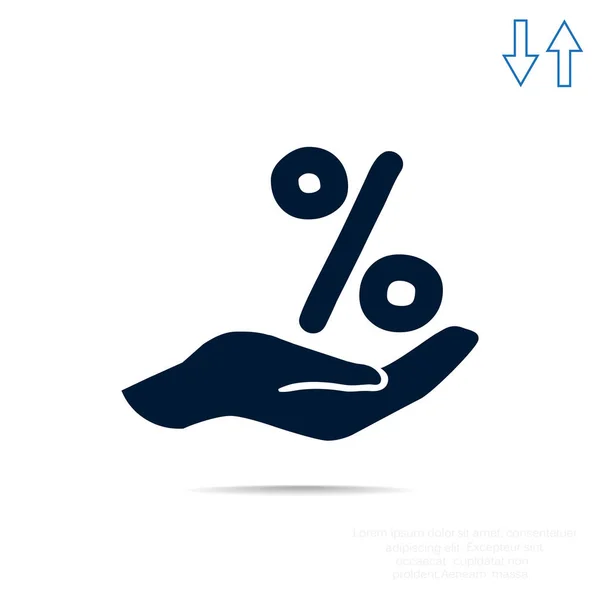 Porcentaje en el icono web de la mano — Archivo Imágenes Vectoriales