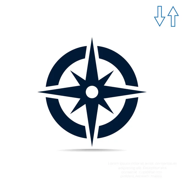 Compass web icon with wind rose — Stock Vector