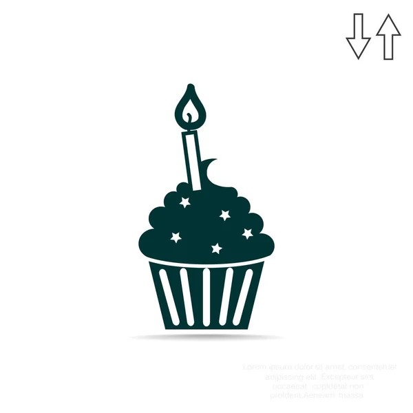 Cupcake dessert with candle — Stock Vector