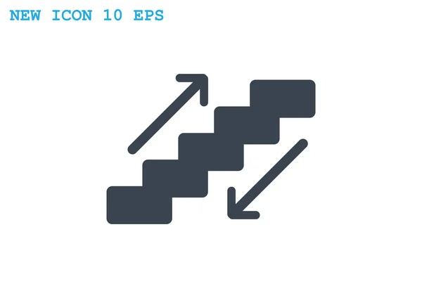 Tanda eskalator dengan tangga dan panah - Stok Vektor