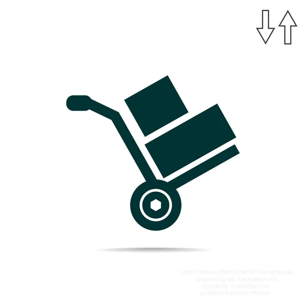 Wheelbarrow with boxes icon — Stock Vector