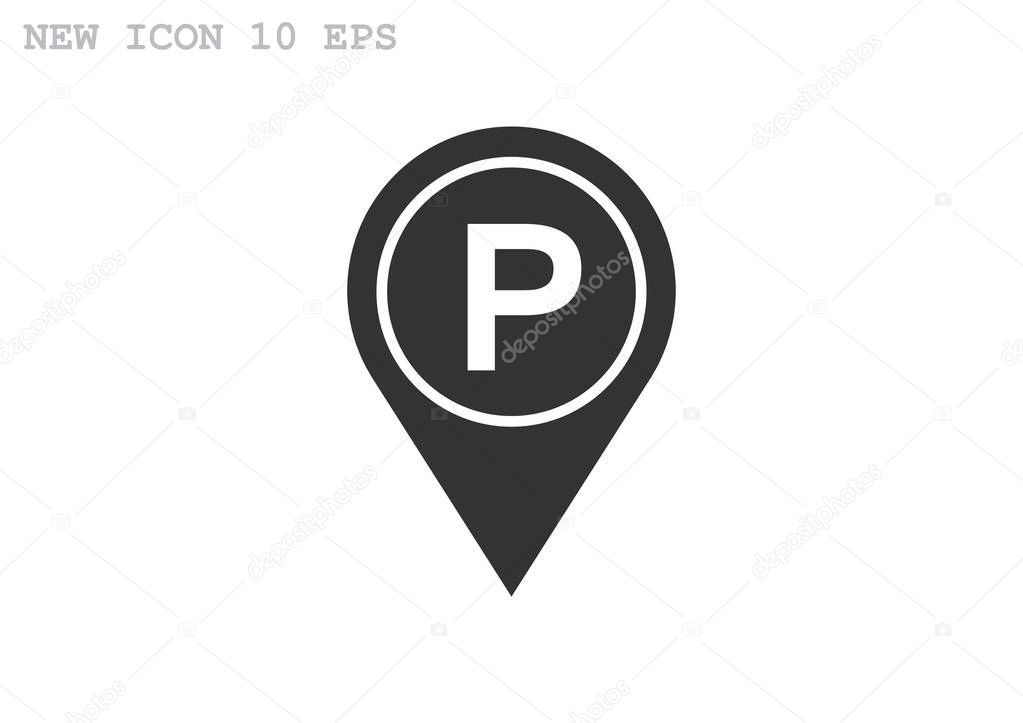 Map pointer with car parking icon