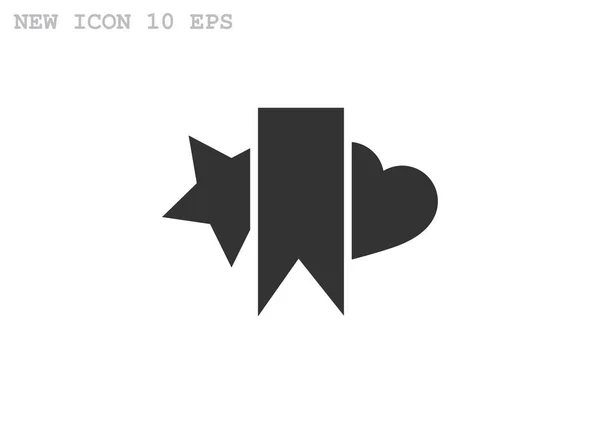 Bookmark met ster en hart web-pictogram — Stockvector