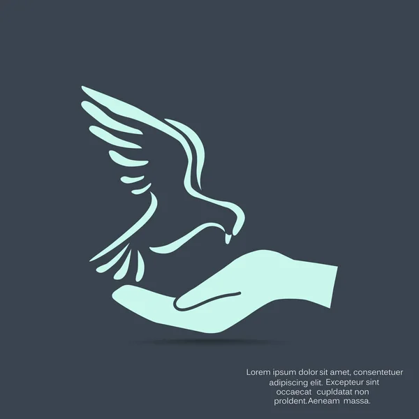 Vogel und Hand flaches Symbol — Stockvektor