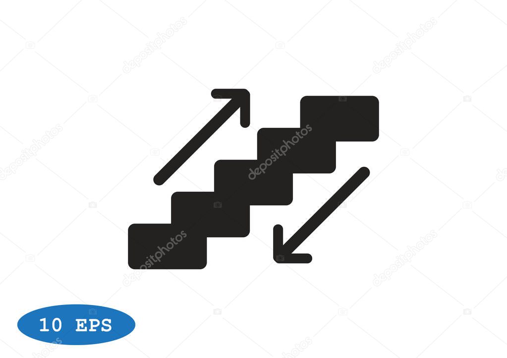 Escalator sign with stairs and arrows