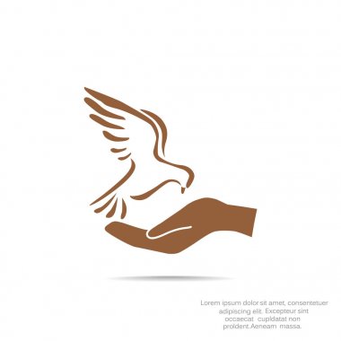 kuş ve el düz simgesi