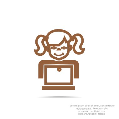 liseli kız ile laptop