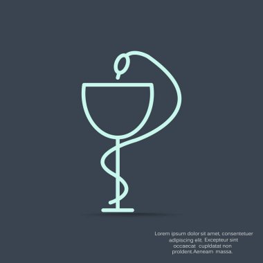 Eczane sembolü tıbbi yılan ve bardak.