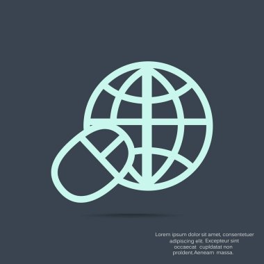 Dünya sembolü ve bilgisayar fare simgesi