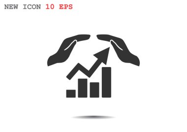 Eller simgesini içeren yükselen grafiği