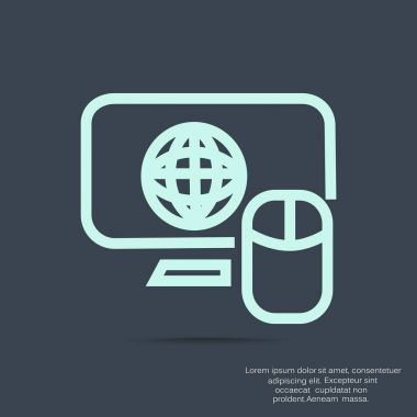 Dünya sembolü ve bilgisayar fare simgesi