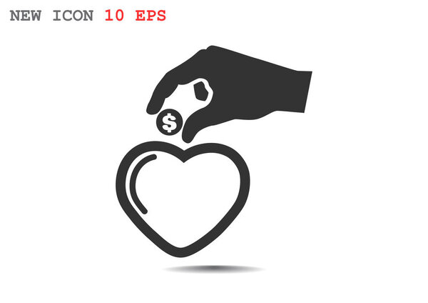 Hand putting coin into heart