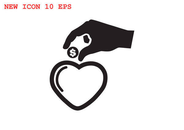 Hand putting coin into heart